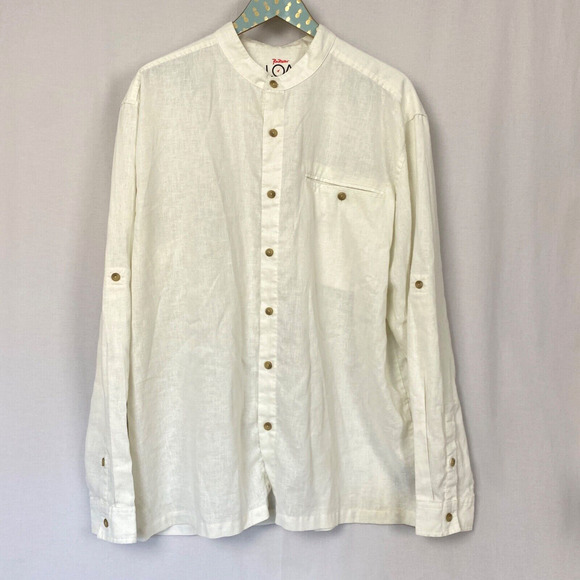 Rail Riders LOA Surfside Shirt Mens XL Beige Hemp Button Up Roll Tab Sleeve SFS - Picture 1 of 13